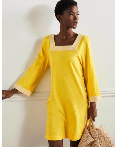 Boden Embroidered Jersey Tunic Lemon Zest - Yellow
