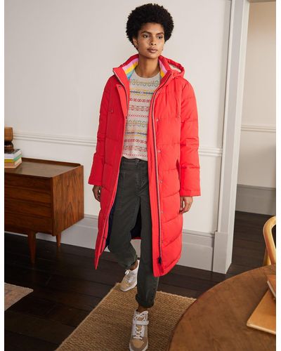 Boden Skye Puffer Coat Bright Coral - Red