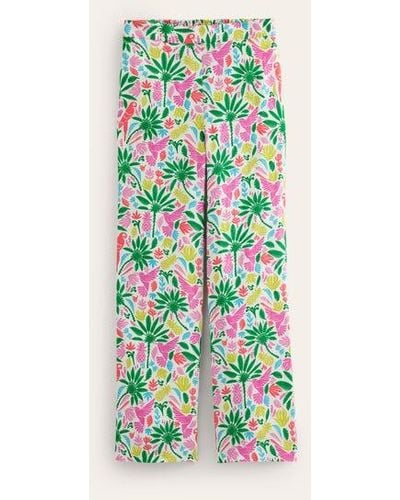 Boden Hampstead Linen Pants Multi, Tropical Paradise - White