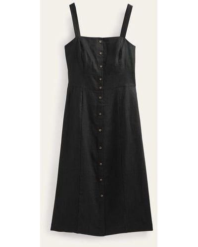Boden Strappy Linen Midi Dress - Black