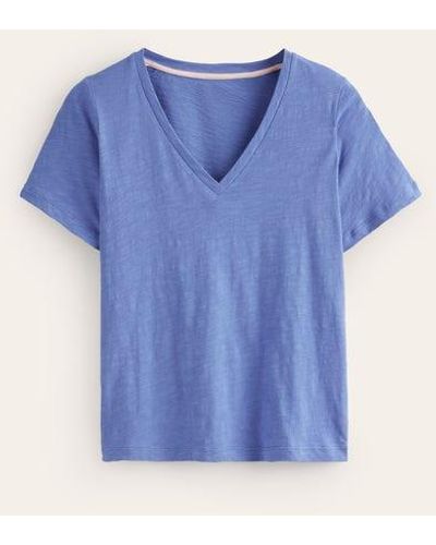 Boden Regular V-neck Slub T-shirt - Blue