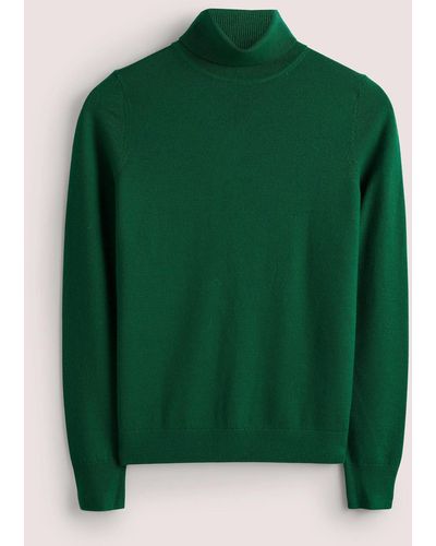 Boden Fitted Merino Roll Neck - Green