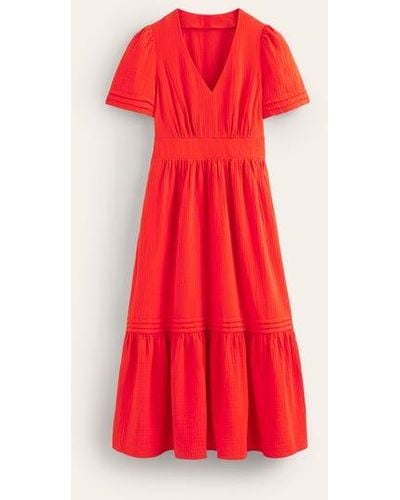 Boden Eve Double Cloth Midi Dress - Red