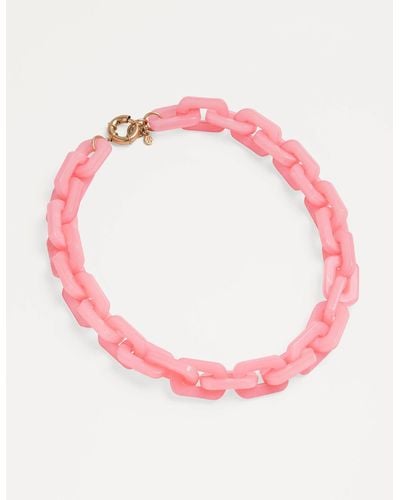 Boden Resin Link Necklace - Pink