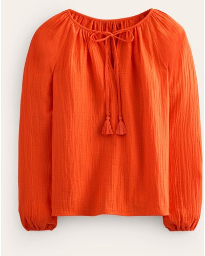Boden Serena Double Cloth Blouse - Orange