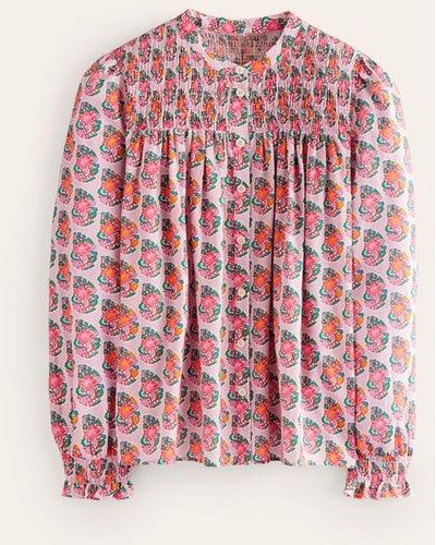 Boden Helena Cotton Blouse Fragrent Lily, Paisley - Pink