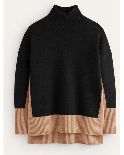 Boden Jessica Oversized Sweater Black, Camel Color Block