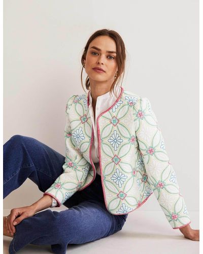 Boden Embroidered Quilted Jacket - White