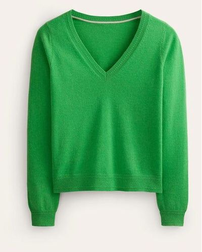 Boden Eva Cashmere V-neck Sweater - Green