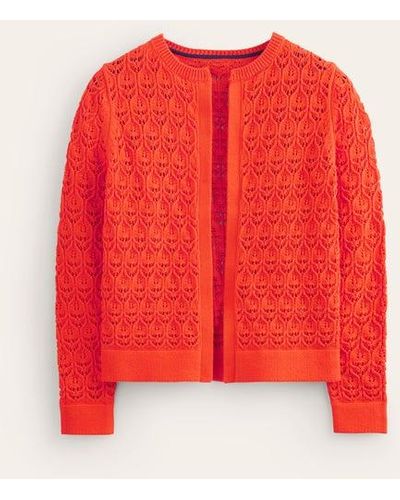 Boden Crochet Knit Cardigan - Red