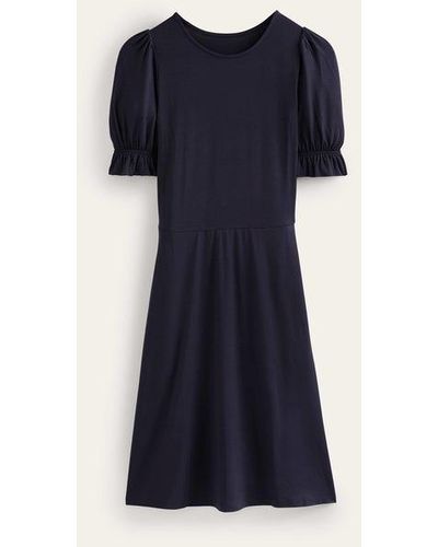 Boden Puff Sleeve Jersey Mini Dress - Blue
