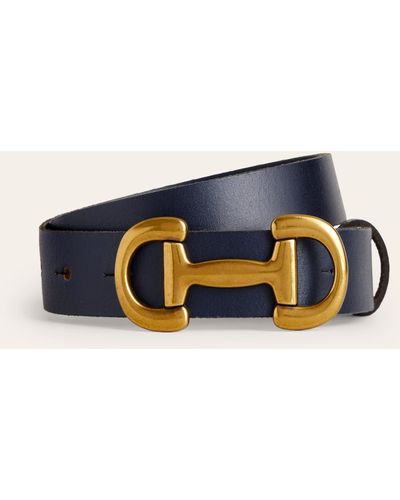 Boden Iris Snaffle-trim Leather Belt - Blue