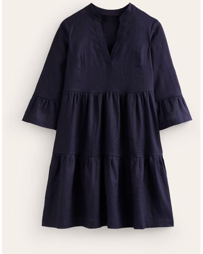 Boden Sophia Linen Short Dress - Blue