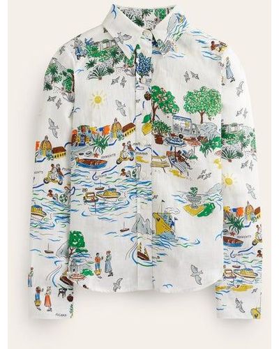 Boden Sienna Linen Shirt Ivory, Amalfi - Multicolor