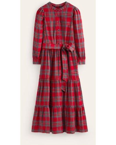 Boden Tartan Maxi Dress - Red