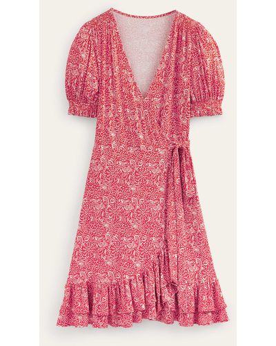 Boden Jersey-minikleid mit wickeloptik und rüschen - Pink