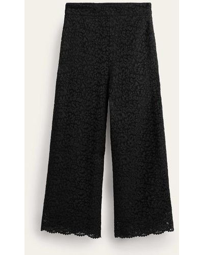 Boden Cropped Wide-leg Lace Pants - Black