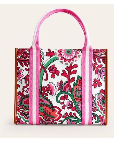 Boden Tilda Canvas Tote Bag Ivory, Fantastical Paisley - Pink