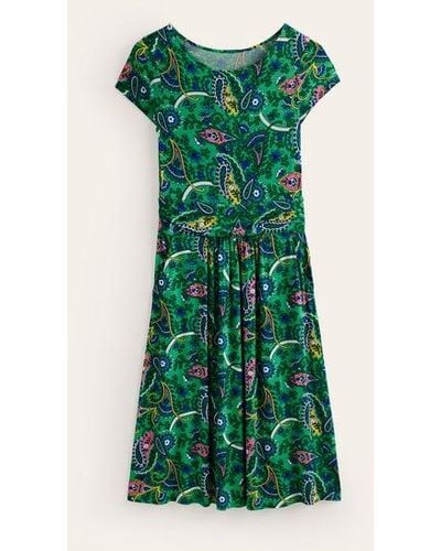 Boden Amelie Jersey Dress Ming Green, Fantastical