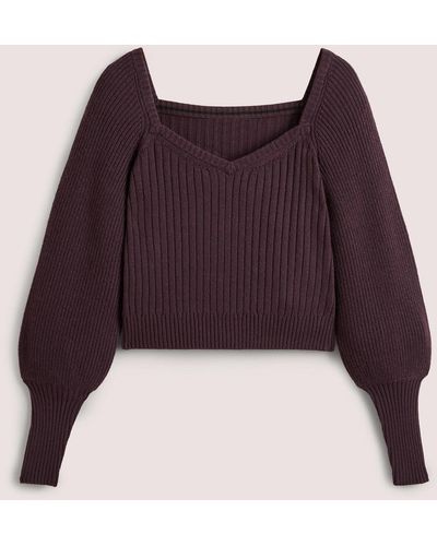 Boden Sweetheart Blouson Sweater - Purple