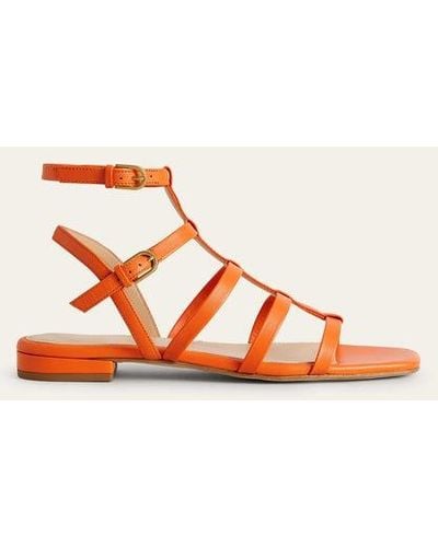 Boden Leather Gladiator Sandals - Orange
