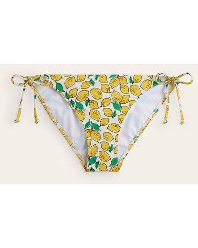 Boden Symi String Bikini Bottoms Ivory, Lemons - Metallic