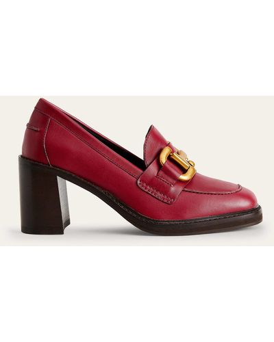 Boden Iris Snaffle Heeled Loafers - Red
