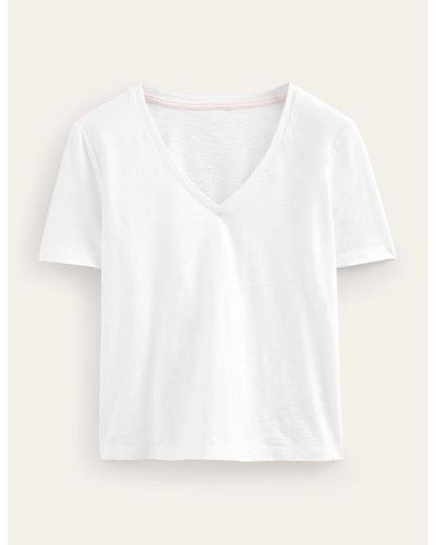Boden Regular V-neck Slub T-shirt - White