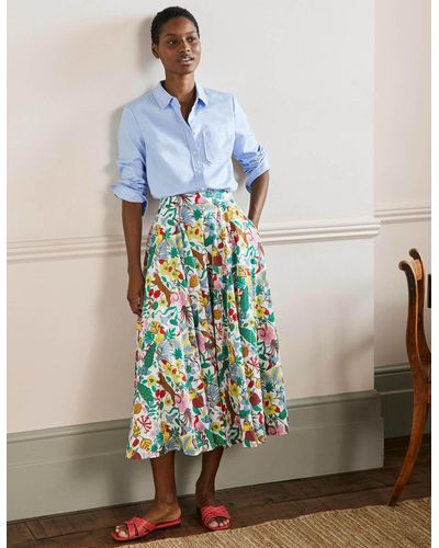 Boden Full Cotton Midi Skirt - Multicolor