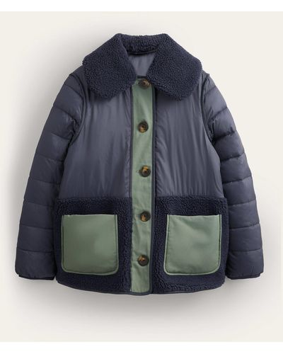 Boden Quilted Borg Jacket - Blue