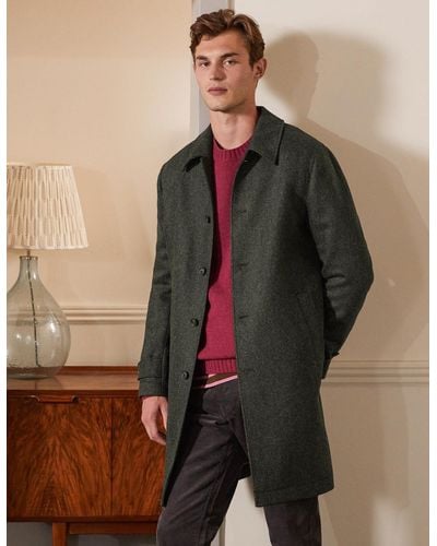 Boden Eldon British Tweed Overcoat Green