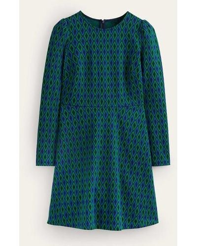 Boden Jacquard A-line Mini Dress Atlantic, Azure Jacquard - Green