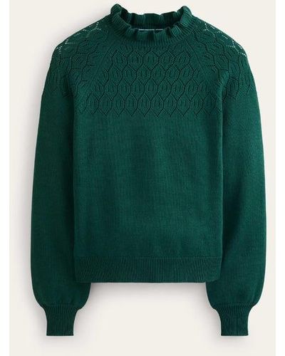Boden Pointelle-detailed Sweater - Green