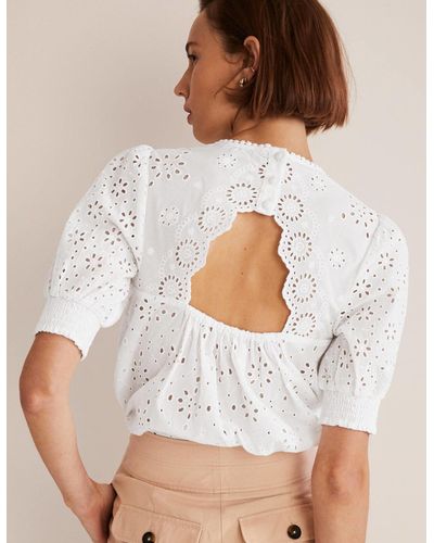 Boden Broderie Cut-out Detail Top - Brown