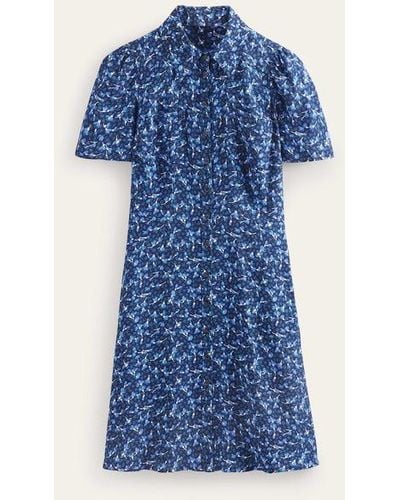 Boden Clara Shirt Dress French Navy, Flora - Blue