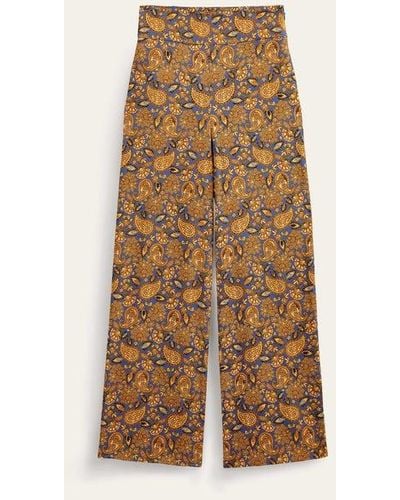 Boden Fluid Printed Wide Pants Harvest Gold, Paisley Terrace - Natural
