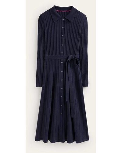 Boden Rachel Knitted Shirt Dress - Blue