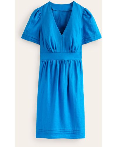 Boden Eve Linen Short Dress - Blue