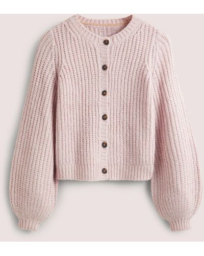 Boden Light Pink Chunky Ribbed Fluffy Cardigan