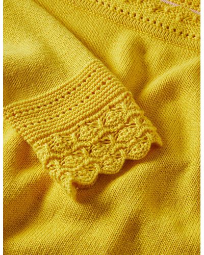 Boden Scallop Crochet Trim Sweater Yellow