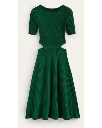 Boden Cut Out Knitted Midi Dress - Green