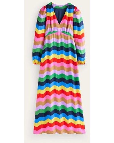 Boden Francis Empire Maxi Tea Dress Multi, Rainbow Wave - White