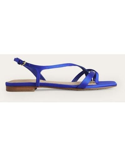 Boden Satin Toe Loop Flat Sandals - Blue