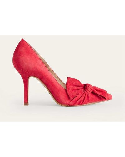 Boden Suede-bow Heeled Courts - Pink