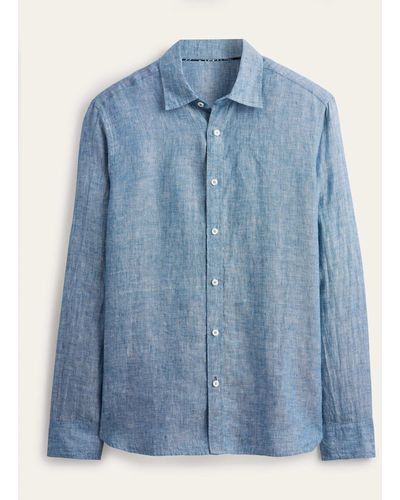 Boden Slim Fit Linen Shirt - Blue