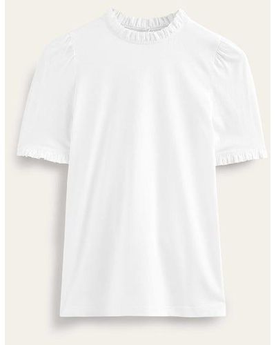 Boden Supersoft Frill Detail T-shirt - White
