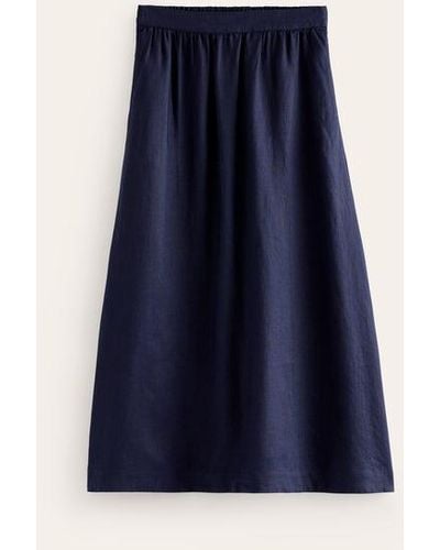 Boden Florence Linen Midi Skirt - Blue