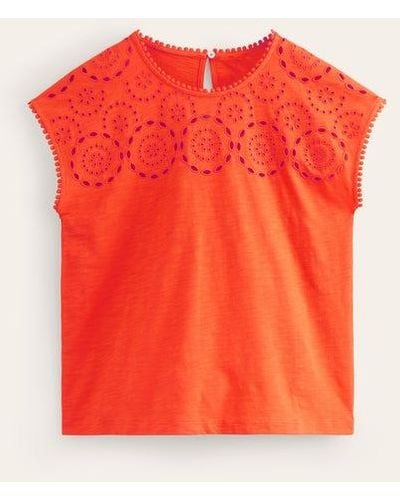 Boden Sasha Broderie T-shirt - Orange