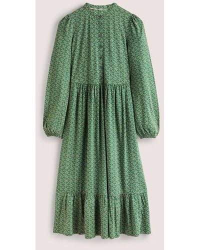 Boden Buttoned Jersey Midi Dress - Green
