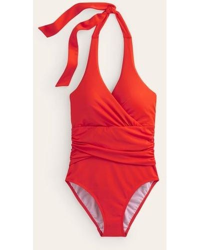 Boden Levanzo Ruched Halter Swimsuit - Red